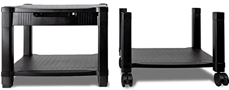 Phoenix - Mesa Auxiliar para Impresora, 3 Niveles, con Ruedas, Montaje Modular, Color Negro