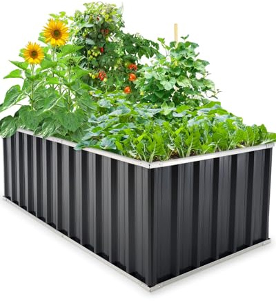 KING BIRD Orto RiAlzato in Metallo Galvanizzato, Fioriera Esterna per Verdure, Erbe, Fiori, 174x90x60cm, Verde Scuro