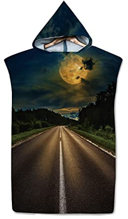SHACE Kapuzenhandtuch Poncho Erwachsene - Highway Frauen Männer Umkleidemantel Mit Kapuze Surf Poncho Strandtuch Schwimmmantel Leichter Wechsel-Neoprenanzug, Kind 65 X 75 cm