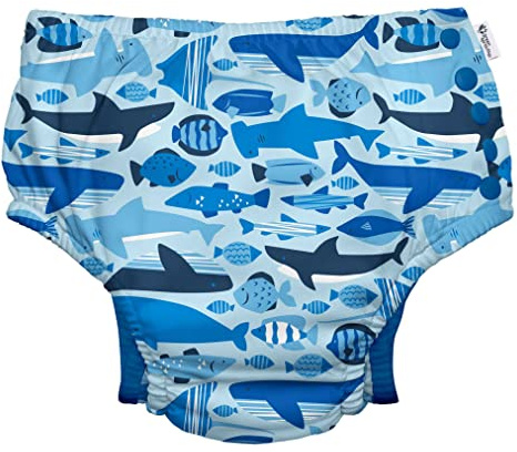 green sprouts - Eco snap Swim Diaper with Gussets - Blue Undersea - 6mo (3-6m)