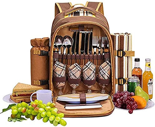 YZJSSL Picknick-Rucksack, tragbare Outdoor-Kapazität mit großer Kapazität Mobile Heat Preservation Bag für Camping Grill Family Outdoor-Aktivitäten-Brown