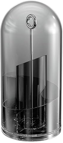 Dreamomo Kosmetik Make Up Organizer, 360° Drehbar, Schminkpinsel Aufbewahrung für Desktop mit Decke (Dunkelgrau-Silber)
