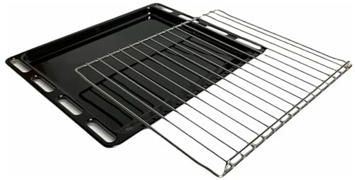 FIGEVIDA Griglia Ripiano Acciaio Forno Compatibile per Franke 452x385x95mm + Leccarda Teglia Nera Smaltata 451x385x22mm, 133.0298.849-133.0047.069, Kit Sostitutivo