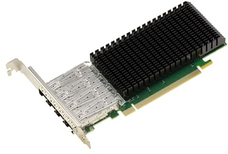 KALEA-INFORMATIQUE PCIe-Netzwerk-Controller-Karte LAN Ethernet 4 Ports 10G SFP+ und 25G SFP28 Glasfaser mit Intel E810 Chipsatz.