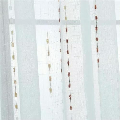 QIJIAYU Gestreifte, bestickte Tüllvorhänge aus Leinen für Wohnzimmer, Küche, minimalistische, Moderne Vorhänge, Jalousien, Tüllvorhänge.