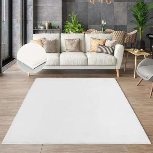 the carpet Cosy kuschelig Warmer Fellteppich, weich und elegant, waschbar und Fußbodenheizung geeignet, Öko-Tex Zertifiziert, Weiß, 70 x 140 cm