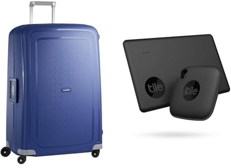 Samsonite S'Cure - Spinner XL Case, with 4 Wheels, 81 cm, 138 L, Blue (Dark Blue) & Tile Bluetooth Item Finder Set