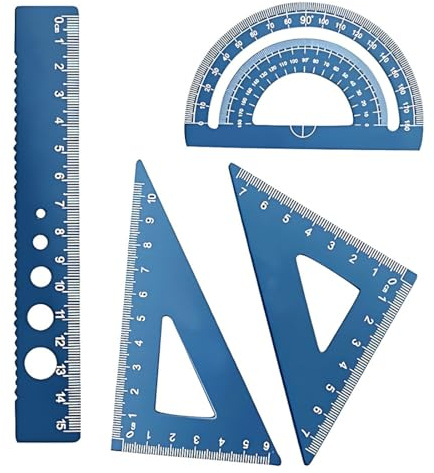 SULIUDAJI 4 Piezas Juego de reglas,conjunto de regla set reglas metalicas set reglas escolares reglas kit ruler set conjunto de geometría para el maestro estudiante de la escuela