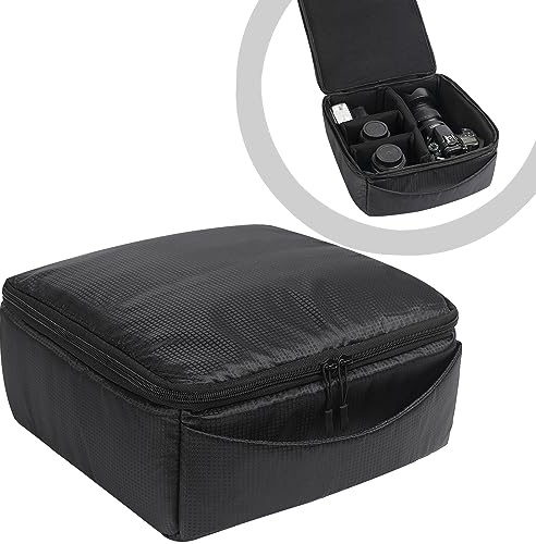 AYVANBER Sac de transport résistant à l'eau pour appareil photo reflex numérique, haute capacité, résistant aux chocs et étanche, version améliorée et étui de transport pour objectif (noir), Noir ,