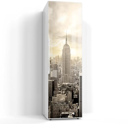 DEQORI Magnetfolie für Kühlschrank 60x200 cm | Motiv Goldene Metropole | dekorative Magnetmatte Gefrierschrank Schutz | Magnet Deko-Folie selbstklebend, magnetisch & beschreibbar