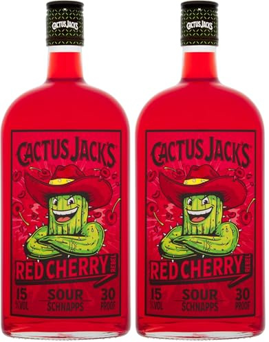 Cactus Jack's Cherry Flavoured Schnapps - 70cl - Enjoy as a colourful shot or with a mixer (Pack of 2)