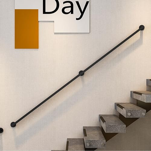 Whnoorher Schwarzer Treppenhandlauf, Vierkantrohr-Handlauf für drinnen und draußen, Metall-Schmiedeeisen-Wandstützgeländer-Handlauf, Heimdekorations-Handlauf(100cm)