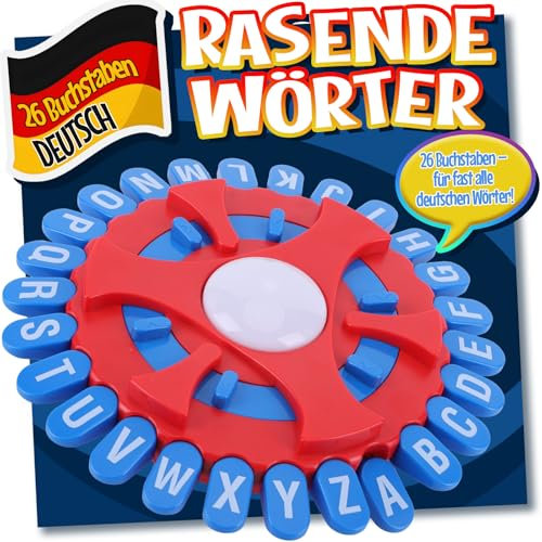 Asslye RASENDE WÖRTER Spiel mit 26 Tasten - Wortspiel Buchstaben Drücken mit Timer, Familienspiele Brettspiele Partyspiele für Kinder und Erwachsene, 2–8 Spieler