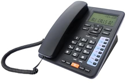 Mwwvzefl TC6400 2-Line Telephone Desktop Corded Landline with Backlit LCD Display CallerID Number Storage for Home Office Hotels