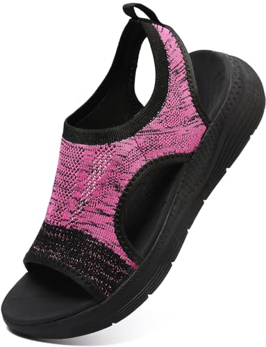 DimaiGlobal Sandali Donna Estive Comodi Ortopedici con Punta Aperta Scarpe Lavabili Sandalo Sportivo Scarpe con Zeppa 38EU Magenta
