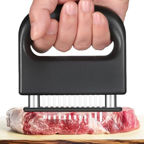 Ablandador de carne con 48 cuchillas de aguja ultra afiladas de acero inoxidable, máquina de cocción resistente para ablandar carne de res, pavo, pollo, filete, ternera, cerdo, pescado, etc
