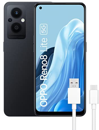 OPPO Reno 8 Lite 5G - Teléfono Móvil libre, 8GB+128GB, Cámara 64+2+2+16 MP, Smartphone Android, Batería 4500mAh, Carga Rápida 33W, Dual SIM - Negro (Reacondicionado)