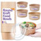 Bag Market | 50 x Kraft Takeaway Food Bowls with Clear Plastic Lids - Round Paper Salad Bowls for Deli, Pasta, Rice, Dessert - Street Food Containers (Large - 1000ml / 35oz)