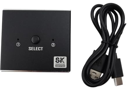 Nicear HDMI Switch 8K HDMI 2.1 Splitter Bidirectional 2 In 1 Out Extend Display Ultra HD 8k@60Hz 3D Display Switcher