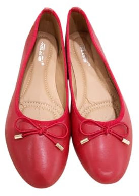 Women’s Flat Ballet Pumps Ladies Slip On Ballerina Dolly Shoes Work School Wedding Everyday Comfortable Bridal Flats Sizes 3 to 8 (Red, UK Footwear Size System, Adult, Women, Numeric, Medium, 5)