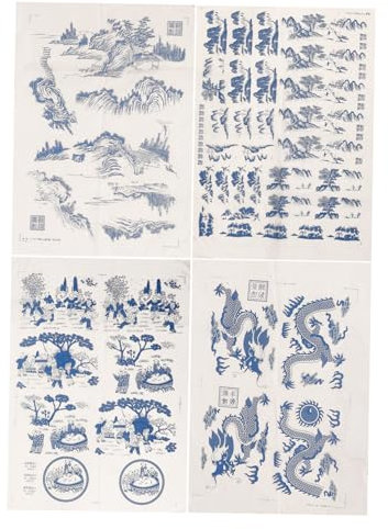Artibetter 4blätter Unterglasurpapier Für Keramik Exquisites Transferpapier DIY-bastelset Mit Schneidbarem Papier Wunderschöner Tontransfer Für Töpferarbeiten