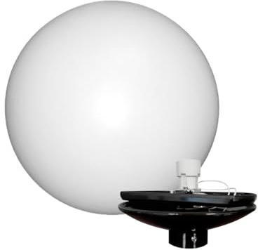 EXTRUMOL Kit de Iluminación Exterior – Difusor Esférico Polietileno 45CM Opal + Base Policarbonato E-27 Negro – Ideal para Jardines, Parques, Caminos y Espacios Públicos