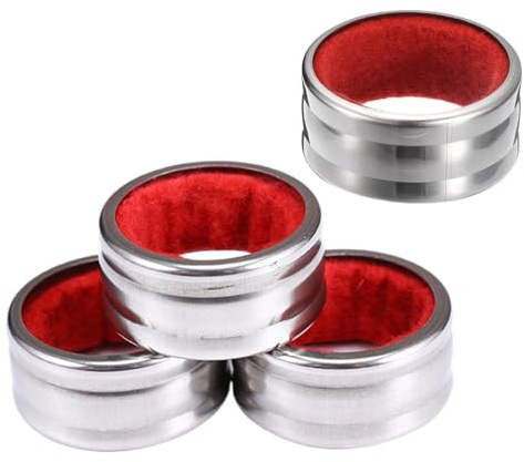 UEKPDM Wine Drip Rings, 4 Pack 40mm Stainless Steel Collars, Red & Silver | Velvet-Lined, Waved Surface, Leakproof Fit, for Most Wine Bottles, Bar & Home Use