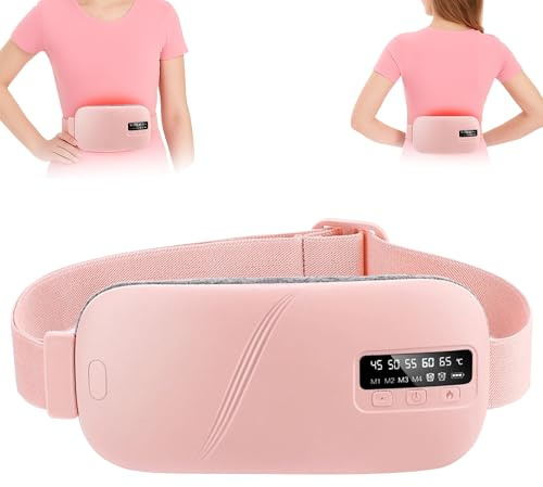 Heat Pad for Period Pain Relief, Upgraded 5 Heat Massage Modes Electric Heating Pad for Lower Back Pain Cramps Heated Menstrual Belt Rechargeable Heating Pad Gifts Stocking Filler for Women Girls Her