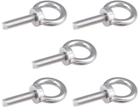Confezione 5 Bulloni ad Occhiello M5x80mm, Bulloni ad Occhiello con Spallamento in Acciaio Inossidabile 304 per Altalene, Mobili Fai da Te e Uso Esterno