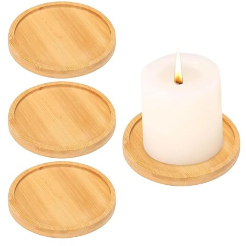 XinYangMao 12cm Runde Untersetzer aus Bambus Holz, Set of 4 - Tassenuntersetzer für Tisch, Glas, Tasse, Kaffee, Tee, Getränke & Bar - Ideal als Kerzenuntersetzer, Bierdeckel
