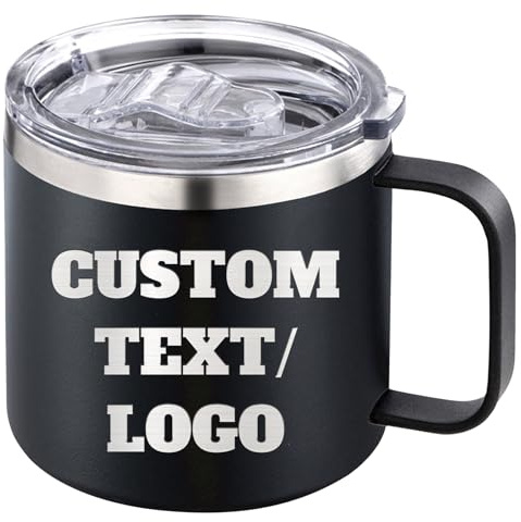 WBgjsnklbnl Custom Stainless Steel Coffee Mug Bulk Personalised Insulated Travel Tumbler Slide Lid Handle Engraved Cup for Christmas Birthday Valentine's Day Gifts for Men Women Groomsmen Mom Dad