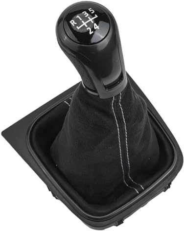 Violiica Schaltknauf Schaltsack Leder Golf 5/6 und für Jetta 5/6 5 oder 6 Gang Schaltgetriebe Schwarz