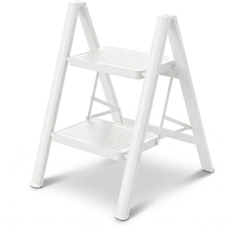 Step Ladder Folding Ladder with 150 kg Load Capacity - Safe & Stable Household Ladder with Professional Quality (2 Steps)