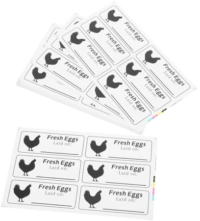 FONDOTIN 100 Self-Adhesive Writable Chicken Eggs Carton Labels Stickers for Farm Fresh Egg Packaging 100 Sheets Date Tags for Market Carton Organization