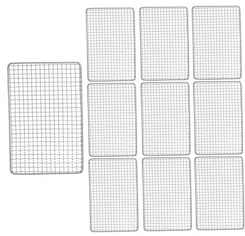 10 piezas de rejillas para parrilla desechables de alta resistencia cuadradas de acero inoxidable de 11.8 x 15.7 pulgadas para barbacoa al aire libre, camping y picnics. Rejillas para parrilla