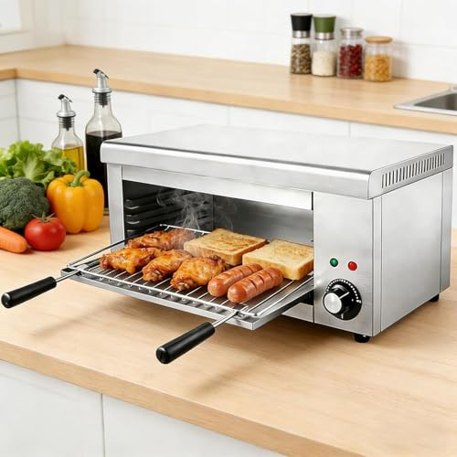 YXYLJOZ Electric Salamander Grill for Home & Commercial Use, BBQ Broiler with 2 Detachable Racks, Stainless Steel Steak & Kebab Oven, Wall Mount or Countertop