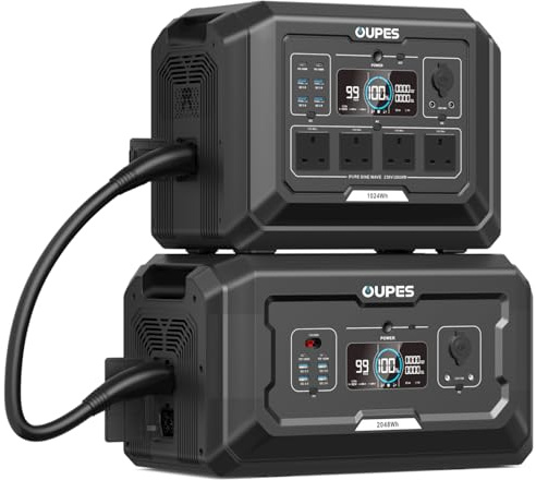 OUPES Mega 1 Portable Power Station with B2 Extra Battery - 3072Wh LiFePO4 Battery, 36 Min Fast Charge, 2000W(4500W Peak) AC/100W USB-C Output, Solar Generator for Camping, Home Backup, Off-Grid