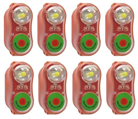 Generico 8 Pezzi Luce LED Autoilluminante per Giubbotto di Salvataggio Adulto Omologato, per Soccorso Notturno e Sicurezza in Mare