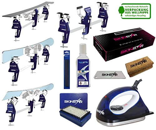 SkinStar Skiwax Set 11-teilig Skispanner Bügeleisen und Universal Wachs Belagsausbesserung
