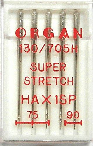 Organ 5 Nähmaschinen Nadeln Sortiment HA x 1 SP St. 75 + 90 Super Stretch (für System 130/705H) Haushaltsnähmaschinen