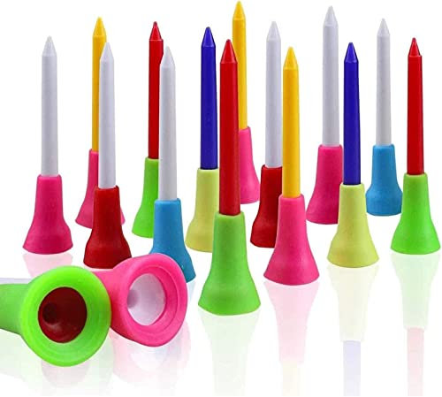 Kofull 50 Tee da Golf in plastica con Cuscinetto in Gomma di Colore Misto, Tee da Golf in plastica Resistente, con Testa in Gomma 83mm(3-1/4)