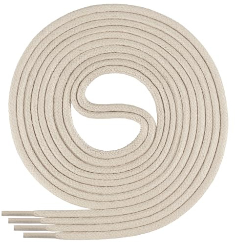 Di Ficchiano vaxade runda skosnören, skoband, snören, diameter 2–4 mm för affärsskor, kostymskor och läderskor, färg: ljus. beige längd: 130 cm
