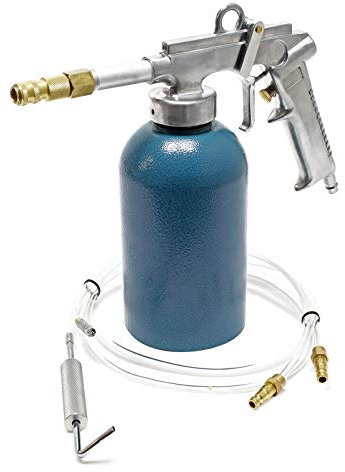 Wiltec Pistolet pneumatique à godet – 1100 ml / 4-6bars – avec Buse coudée ronde – Pulvérisateur pour cavités et protection des dessous de caisse