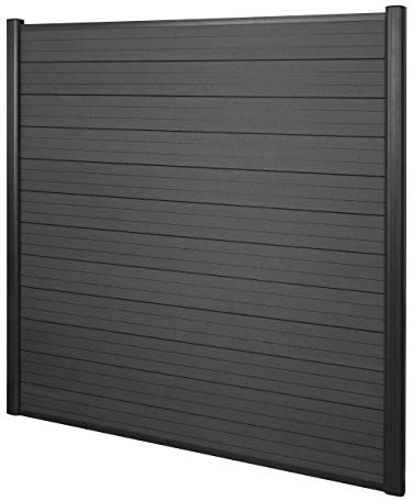 Mendler WPC-Sichtschutz Sarthe, Windschutz Zaun, Alu-Pfosten Basiselement, 1,90m - anthrazit