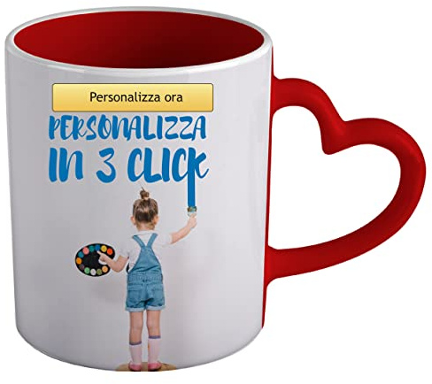My Custom Style Tazza Cuore Rosso Personalizzata, Personalizzabile Online