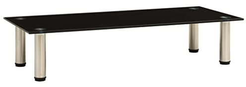 vidaXL TV Tisch Schrank Monitor Glasaufsatz Aufsatz Monitorerhöhung Fernseh Podest Monitoraufsatz Erhöhung Schwarz 80x35x17cm Hartglas