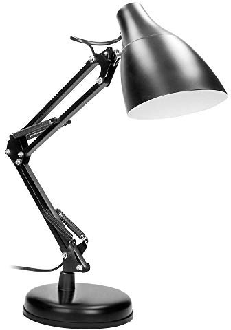 Virone DIAN Lampe De Bureau avec Support en Acier Lampe Architecte à Source de Lumière Remplaçable avec Culot E27 Articulée Ampoule Non Incluse