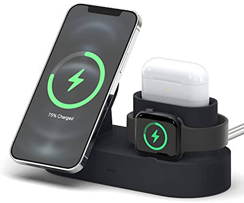 elago Stazione MS Trio 2 Compatible con MagSafe | per iPhone 17/16/15/14/13/12, Tutte le Serie Apple Watch e Tutte le Serie di AirPods [Caricatore Non Incluso] (Nero)