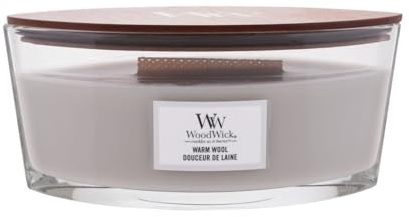 WoodWick WW CANDLE ELIPSE WARM WOOL 1725446E, Weiß/Durchsichtig, 9.2cm x 19.1cm x 12.1cm