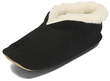 BeComfy Unisex Warme Leder Wolle Hausschuhe Damen Herren Winter Gefüttert Wildleder Pantoffeln 36-46 EU